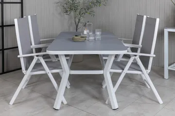 Virya Matgrupp Utomhus 160cm + 4 Break Positionsstolar - Vit/Grå - Utemöbler & utemiljö - Utegrupp - Matgrupp utomhus