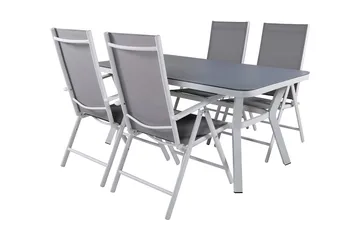 Virya Matgrupp Utomhus 160cm + 4 Break Positionsstolar - Vit/Grå - Utemöbler & utemiljö - Utegrupp - Matgrupp utomhus