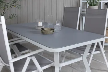 Virya Matgrupp Utomhus 160cm + 4 Break Positionsstolar - Vit/Grå - Utemöbler & utemiljö - Utegrupp - Matgrupp utomhus