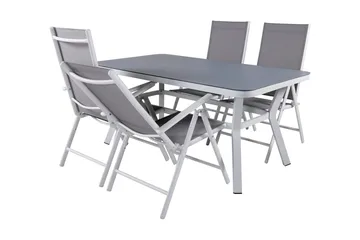 Virya Matgrupp Utomhus 160cm + 4 Break Positionsstolar - Vit/Grå - Utemöbler & utemiljö - Utegrupp - Matgrupp utomhus