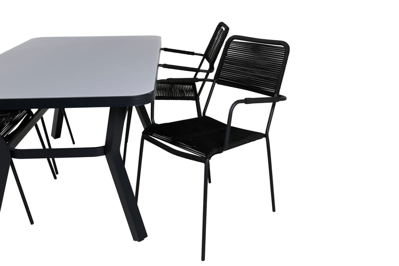 Virya Matgrupp Utomhus 160cm + 4 Lindos Karmstolar - Svart/Natur - Utemöbler & utemiljö - Utegrupp - Matgrupp utomhus