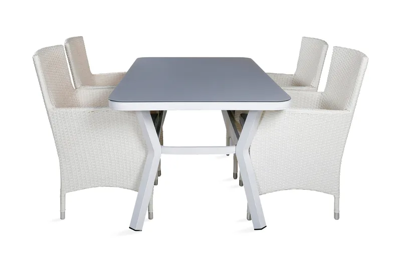 Virya Matgrupp Utomhus 160cm + 4 Malin Karmstolar, Svart/Gul