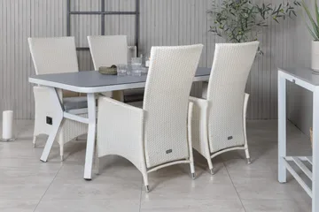 Virya Matgrupp Utomhus 160cm + 4 Padova Reclinerstolar - Svart/Natur - Utemöbler & utemiljö - Utegrupp - Matgrupp utomhus