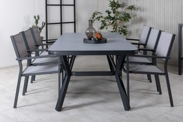 Virya Matgrupp Utomhus 200 cm + 6 Copacabana Stapelbara Stolar - Svart - Utemöbler & utemiljö - Utegrupp - Matgrupp utomhus