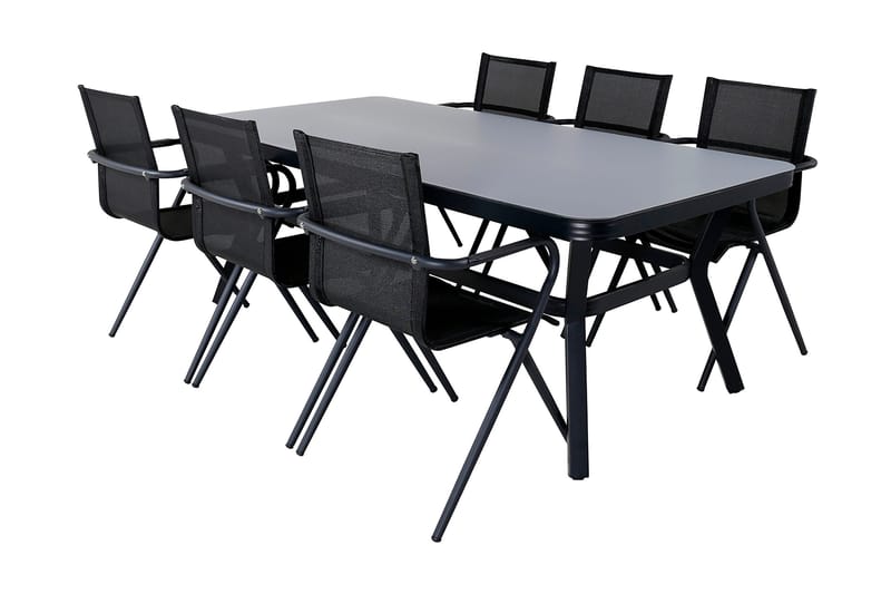 Virya Matgrupp Utomhus 200cm + 6 Alina Matstolar - Brun/Vit - Utemöbler & utemiljö - Utegrupp - Matgrupp utomhus