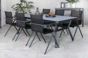 Virya Matgrupp Utomhus 200cm + 6 Alina Matstolar - Brun/Vit - Utemöbler & utemiljö - Utegrupp - Matgrupp utomhus