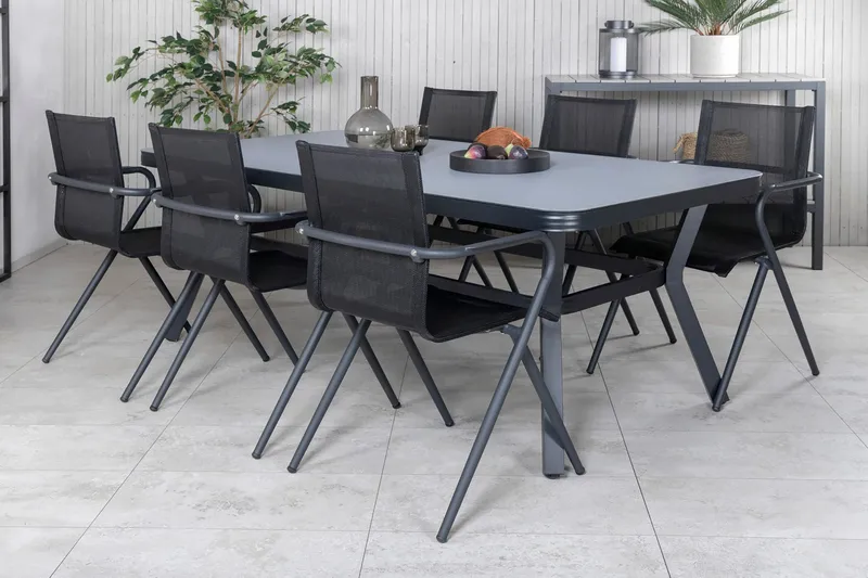 Virya Matgrupp Utomhus 200cm + 6 Alina Matstolar - Brun/Vit - Utemöbler & utemiljö - Utegrupp - Matgrupp utomhus