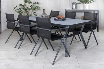 Virya Matgrupp Utomhus 200cm + 6 Alina Matstolar - Brun/Vit - Utemöbler & utemiljö - Utegrupp - Matgrupp utomhus