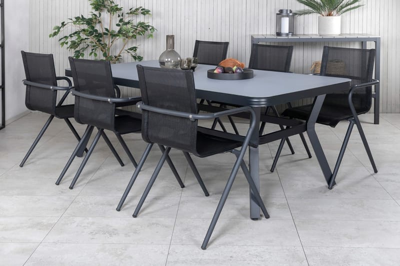 Virya Matgrupp Utomhus 200cm + 6 Alina Matstolar - Brun/Vit - Utemöbler & utemiljö - Utegrupp - Matgrupp utomhus