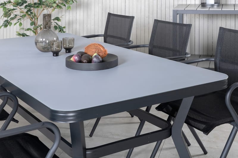 Virya Matgrupp Utomhus 200cm + 6 Alina Matstolar - Brun/Vit - Utemöbler & utemiljö - Utegrupp - Matgrupp utomhus