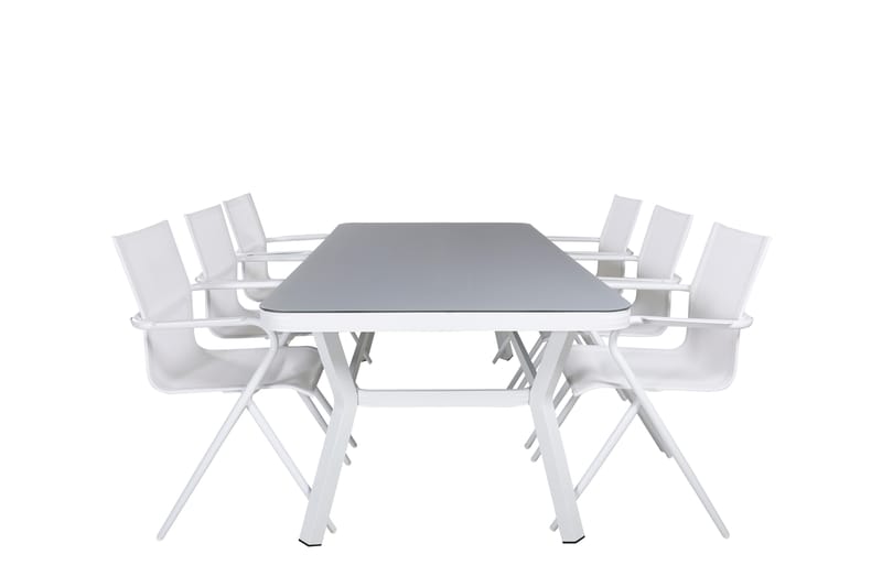 Virya Matgrupp Utomhus 200cm + 6 Alina Matstolar - Vit - Utemöbler & utemiljö - Utegrupp - Matgrupp utomhus