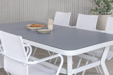 Virya Matgrupp Utomhus 200cm + 6 Alina Matstolar - Vit - Utemöbler & utemiljö - Utegrupp - Matgrupp utomhus