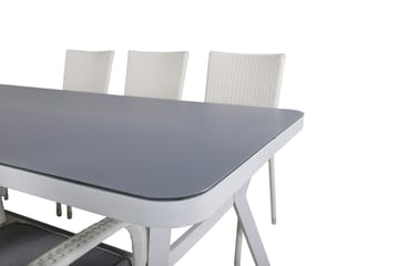 Virya Matgrupp Utomhus 200cm + 6 Anna Matstolar - Vit/Grå - Utemöbler & utemiljö - Utegrupp - Matgrupp utomhus