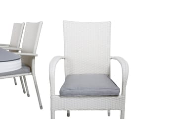 Virya Matgrupp Utomhus 200cm + 6 Anna Matstolar - Vit/Grå - Utemöbler & utemiljö - Utegrupp - Matgrupp utomhus