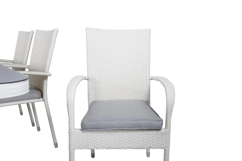 Virya Matgrupp Utomhus 200cm + 6 Anna Matstolar - Vit/Grå - Utemöbler & utemiljö - Utegrupp - Matgrupp utomhus