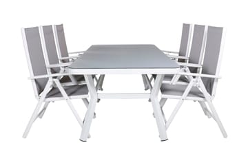 Virya Matgrupp Utomhus 200cm + 6 Break Positionsstolar - Vit/Grå - Utemöbler & utemiljö - Utegrupp - Matgrupp utomhus