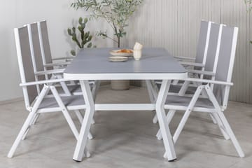 Virya Matgrupp Utomhus 200cm + 6 Break Positionsstolar - Vit/Grå - Utemöbler & utemiljö - Utegrupp - Matgrupp utomhus