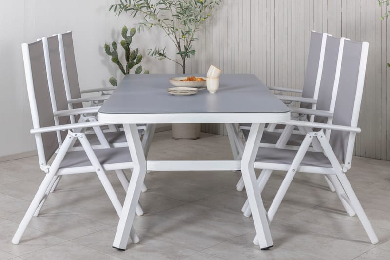 Virya Matgrupp Utomhus 200cm + 6 Break Positionsstolar - Vit/Grå - Utemöbler & utemiljö - Utegrupp - Matgrupp utomhus