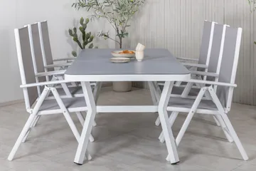Virya Matgrupp Utomhus 200cm + 6 Break Positionsstolar - Vit/Grå - Utemöbler & utemiljö - Utegrupp - Matgrupp utomhus