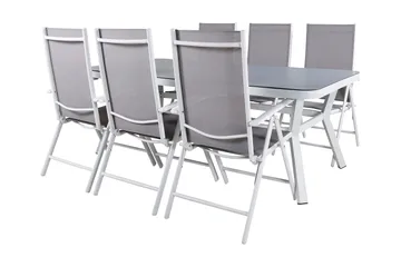 Virya Matgrupp Utomhus 200cm + 6 Break Positionsstolar - Vit/Grå - Utemöbler & utemiljö - Utegrupp - Matgrupp utomhus