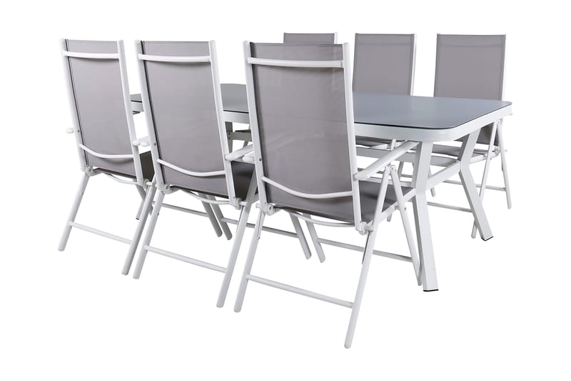 Virya Matgrupp Utomhus 200cm + 6 Break Positionsstolar - Vit/Grå - Utemöbler & utemiljö - Utegrupp - Matgrupp utomhus