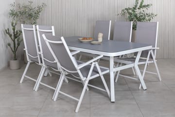 Virya Matgrupp Utomhus 200cm + 6 Break Positionsstolar - Vit/Grå - Utemöbler & utemiljö - Utegrupp - Matgrupp utomhus