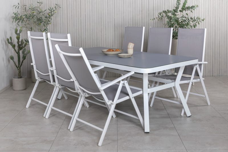 Virya Matgrupp Utomhus 200cm + 6 Break Positionsstolar - Vit/Grå - Utemöbler & utemiljö - Utegrupp - Matgrupp utomhus