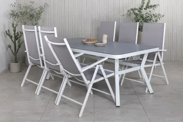 Virya Matgrupp Utomhus 200cm + 6 Break Positionsstolar - Vit/Grå - Utemöbler & utemiljö - Utegrupp - Matgrupp utomhus