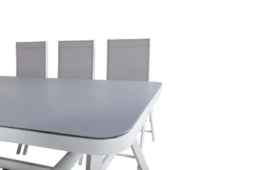 Virya Matgrupp Utomhus 200cm + 6 Break Positionsstolar - Vit/Grå - Utemöbler & utemiljö - Utegrupp - Matgrupp utomhus