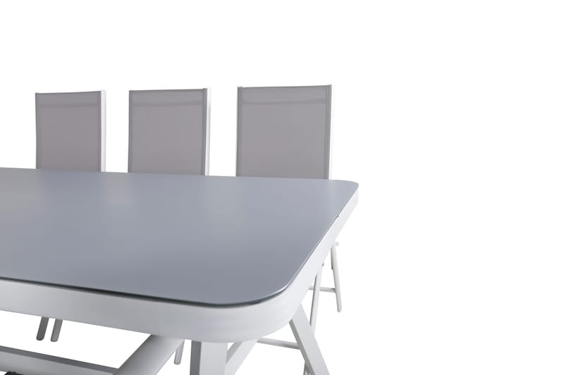 Virya Matgrupp Utomhus 200cm + 6 Break Positionsstolar - Vit/Grå - Utemöbler & utemiljö - Utegrupp - Matgrupp utomhus