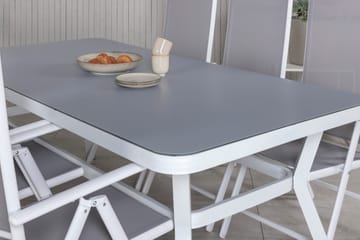 Virya Matgrupp Utomhus 200cm + 6 Break Positionsstolar - Vit/Grå - Utemöbler & utemiljö - Utegrupp - Matgrupp utomhus