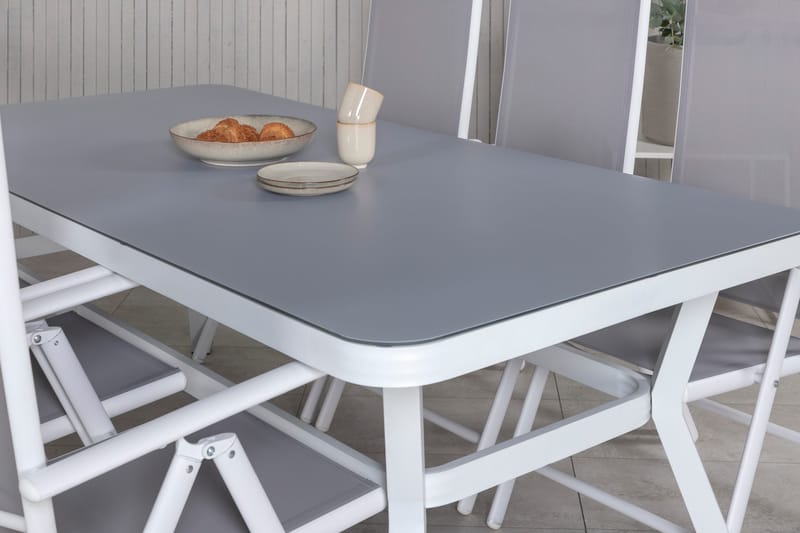 Virya Matgrupp Utomhus 200cm + 6 Break Positionsstolar - Vit/Grå - Utemöbler & utemiljö - Utegrupp - Matgrupp utomhus