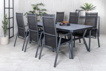 Virya Matgrupp Utomhus 200cm + 6 Copacabana Reclinerstolar - Brun/Vit - Utemöbler & utemiljö - Utegrupp - Matgrupp utomhus