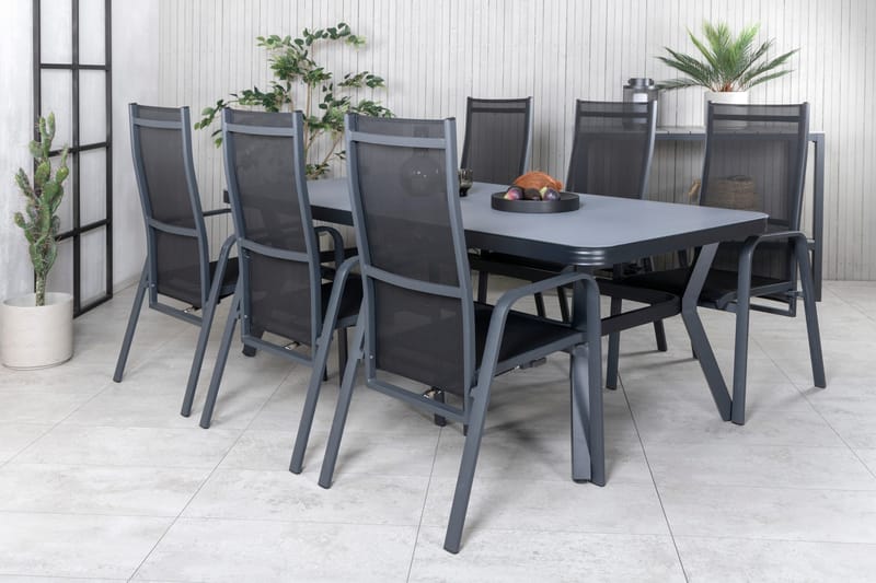 Virya Matgrupp Utomhus 200cm + 6 Copacabana Reclinerstolar - Brun/Vit - Utemöbler & utemiljö - Utegrupp - Matgrupp utomhus