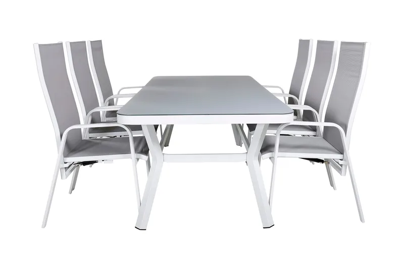 Virya Matgrupp Utomhus 200cm + 6 Copacabana Reclinerstolar, Svart