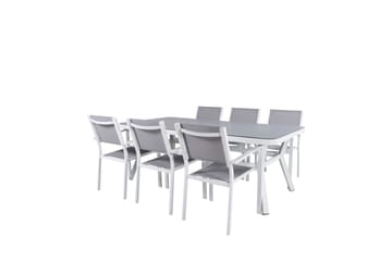 Virya Matgrupp Utomhus 200cm + 6 Copacabana Stapelbara Matstolar Utomhus Vit - Venture Home - Utemöbler & utemiljö - Utegrupp - Matgrupp utomhus