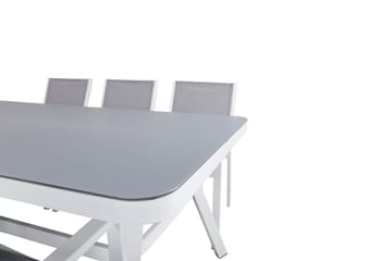 Virya Matgrupp Utomhus 200cm + 6 Copacabana Stapelbara Matstolar Utomhus Vit - Venture Home - Utemöbler & utemiljö - Utegrupp - Matgrupp utomhus