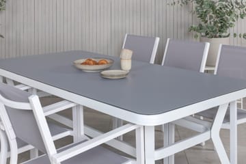 Virya Matgrupp Utomhus 200cm + 6 Copacabana Stapelbara Matstolar Utomhus Vit - Venture Home - Utemöbler & utemiljö - Utegrupp - Matgrupp utomhus