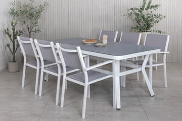 Virya Matgrupp Utomhus 200cm + 6 Copacabana Stapelbara Matstolar Utomhus Vit - Venture Home - Utemöbler & utemiljö - Utegrupp - Matgrupp utomhus