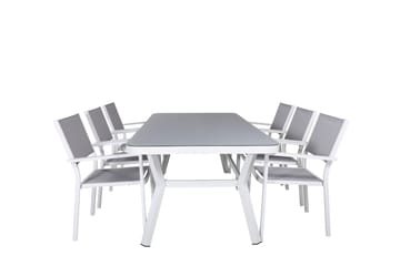 Virya Matgrupp Utomhus 200cm + 6 Copacabana Stapelbara Matstolar Utomhus Vit - Venture Home - Utemöbler & utemiljö - Utegrupp - Matgrupp utomhus