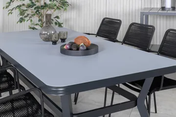 Virya Matgrupp Utomhus 200cm + 6 Lindos Karmstolar - Svart/Grå - Utemöbler & utemiljö - Utegrupp - Matgrupp utomhus