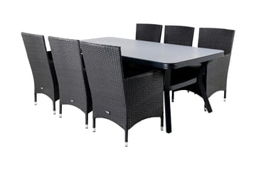 Virya Matgrupp Utomhus 200cm + 6 Malin Karmstolar - Svart/Grå - Utemöbler & utemiljö - Utegrupp - Matgrupp utomhus