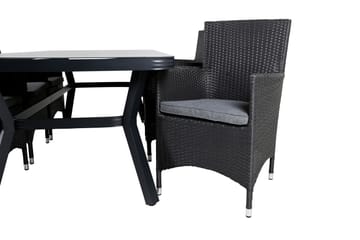Virya Matgrupp Utomhus 200cm + 6 Malin Karmstolar - Svart/Grå - Utemöbler & utemiljö - Utegrupp - Matgrupp utomhus