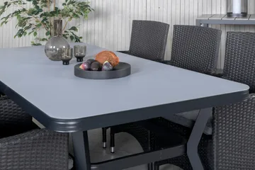 Virya Matgrupp Utomhus 200cm + 6 Malin Karmstolar - Svart/Grå - Utemöbler & utemiljö - Utegrupp - Matgrupp utomhus