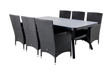 Virya Matgrupp Utomhus 200cm + 6 Malin Karmstolar - Svart/Grå - Utemöbler & utemiljö - Utegrupp - Matgrupp utomhus