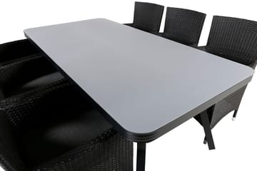 Virya Matgrupp Utomhus 200cm + 6 Malin Karmstolar - Svart/Grå - Utemöbler & utemiljö - Utegrupp - Matgrupp utomhus