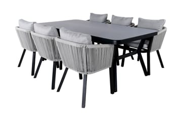 Virya Matgrupp Utomhus 200cm + 6 Matstolar - Svart - Utemöbler & utemiljö - Utegrupp - Matgrupp utomhus