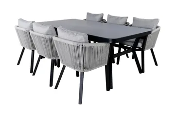 Virya Matgrupp Utomhus 200cm + 6 Matstolar - Svart - Utemöbler & utemiljö - Utegrupp - Matgrupp utomhus