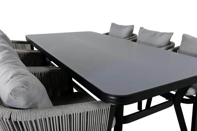Virya Matgrupp Utomhus 200cm + 6 Matstolar - Svart - Utemöbler & utemiljö - Utegrupp - Matgrupp utomhus