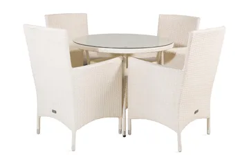 Volta Matgrupp Utomhus Rund Ø90cm + 4 Malin Karmstolar - Svart/Grå - Utemöbler & utemiljö - Utegrupp - Matgrupp utomhus